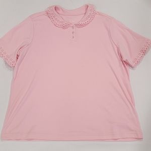 Blair polo shirt lace detail pink XL NWOT
